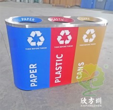 室內(nèi)商用直投口三分類(lèi)不銹鋼垃圾桶